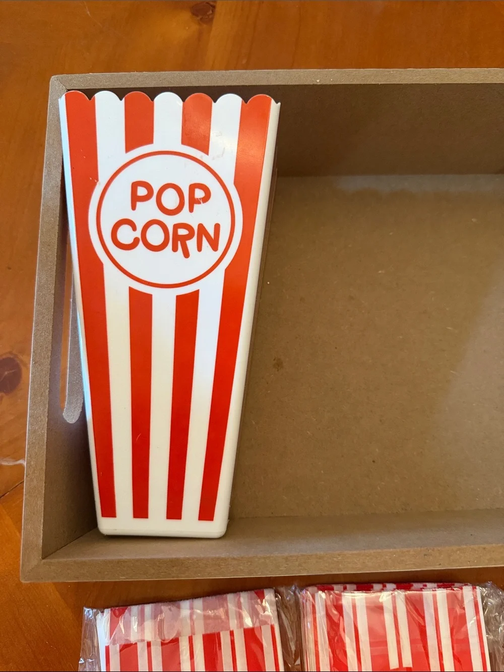 Red White Popcorn Bags- Classic Striped Movie Night Party tray new unopened